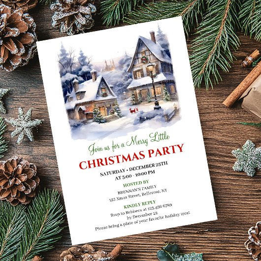 Whimsical cozy Christmas village winter scene  Kaart