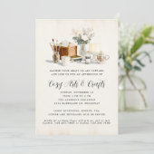 Whimsical Cozy Knutsel Feest Kunst Theemiddag Kaart (Staand voorkant)