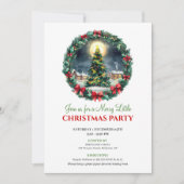 Whimsical Cozy Winter Scene Christmas Invitation Kaart (Voorkant)