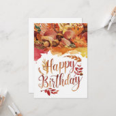 Whimsical Cozy Woodland Herfst Herfst Gelukkige Ve Kaart (Voorkant / Achterkant in situ)