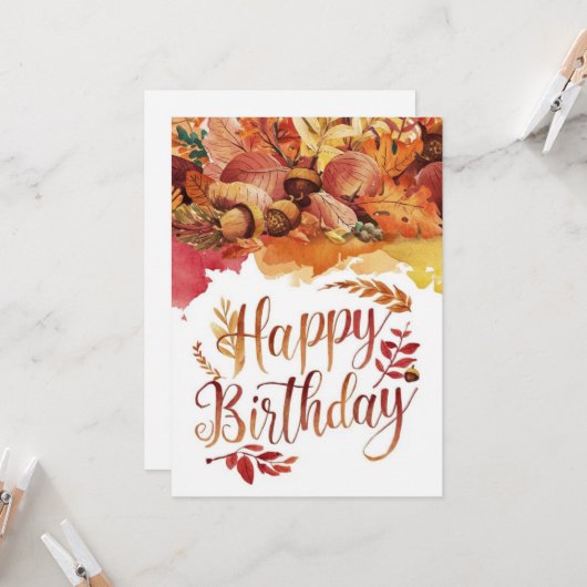 Whimsical Cozy Woodland Herfst Herfst Gelukkige Ve Kaart (Voorkant / Achterkant in situ)