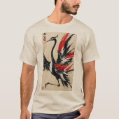 Whimsical Crane Ink Art T-shirt (Voorkant)
