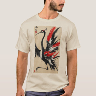 Whimsical Crane Ink Art T-shirt