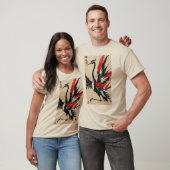 Whimsical Crane Ink Art T-shirt (Unisex)