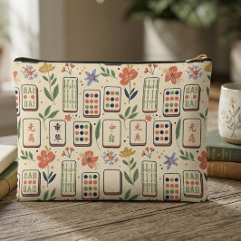 Whimsical Cream Botanische Mahjong Tegels Feest Etui