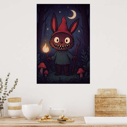 Whimsical Creature Lahuhu - Fantasy Art Poster (Keuken)