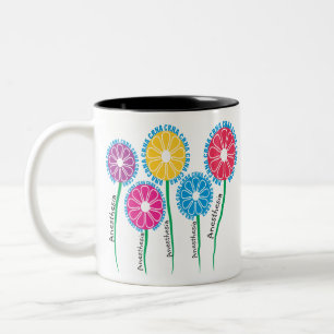 Whimsical CRNA Flowers Tweekleurige Koffiemok
