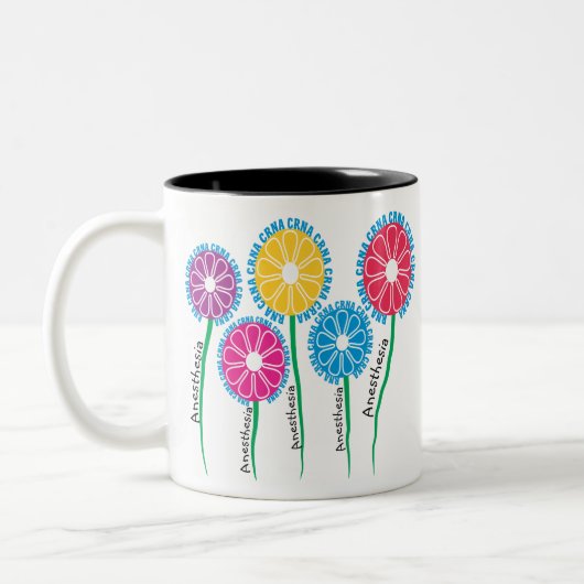 Whimsical CRNA Flowers Tweekleurige Koffiemok (Links)