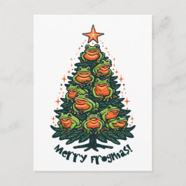 Whimsical Croaks: kikkers zingen 'Merry Frogmas' Briefkaart
