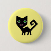 Whimsical Crooked Little Green Eyed Black Cats Ronde Button 5,7 Cm (Voorkant)