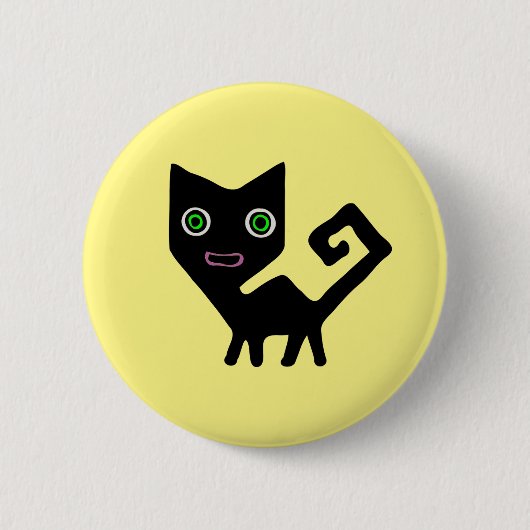 Whimsical Crooked Little Green Eyed Black Cats Ronde Button 5,7 Cm (Voorkant)