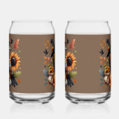 Whimsical Crow met pompoenen en zonnebloemen Blikvorm Glas (Rechts)