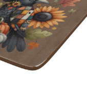 Whimsical Crow met pompoenen en zonnebloemen Snijplank (Hoek)