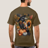 Whimsical Crow met pompoenen en zonnebloemen T-shirt (Achterkant)