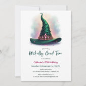 Whimsical Crown & Green Witch Pet Verjaardag Kaart (Voorkant)