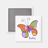 Whimsical Cubism Butterfly Magnet (Voorkant / Achterkant)