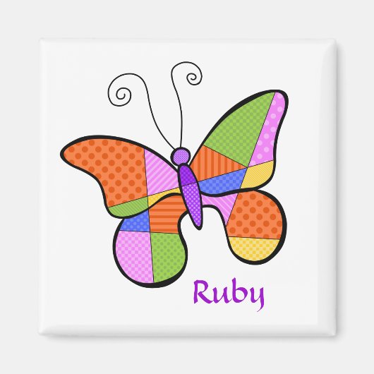 Whimsical Cubism Butterfly Magnet (Voorkant)