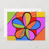 Whimsical Cubism Flower Briefkaart with Background (Voorkant / Achterkant)