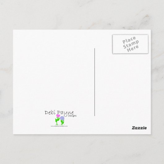 Whimsical Cubism Flower Briefkaart with Background (Achterkant)