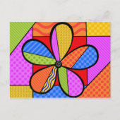 Whimsical Cubism Flower Briefkaart with Background (Voorkant)