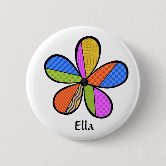Whimsical Cubism Flower Button (Voorkant)