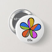 Whimsical Cubism Flower Button (Voorkant /achterkant)