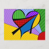 Whimsical Cubism Heart Briefkaart met achtergrond (Voorkant)