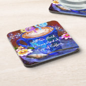 Whimsical Cup of Coffee Floral Personalized Bier Onderzetter (Linkerzijde)