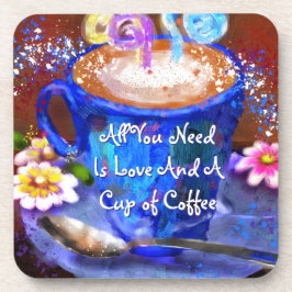 Whimsical Cup of Coffee Floral Personalized Bier Onderzetter