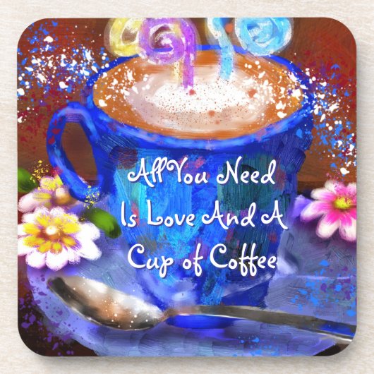 Whimsical Cup of Coffee Floral Personalized Bier Onderzetter (Voorkant)