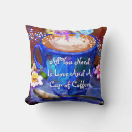 Whimsical Cup of Coffee Floral Personalized Kussen