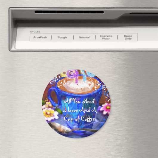 Whimsical Cup of Coffee Floral Personalized Magneet (Insitu (Vaatwasser))