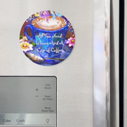 Whimsical Cup of Coffee Floral Personalized Magneet (Insitu (Koelkast))