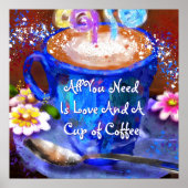 Whimsical Cup of Coffee Floral Personalized Poster (Voorkant)