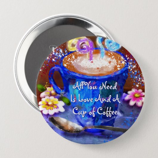 Whimsical Cup of Coffee Floral Personalized Ronde Button 4,0 Cm (Voorkant /achterkant)
