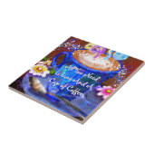 Whimsical Cup of Coffee Floral Personalized Tegeltje (Zijkant)