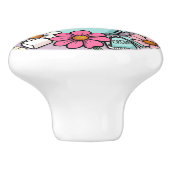 Whimsical Cup of Warm Coffee and Flowers Keramische Knop (Zijkant)