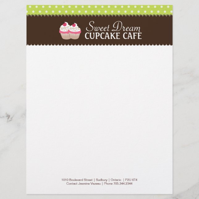 Whimsical Cupcake Bakery Letterhead Briefhoofd (Voorkant)