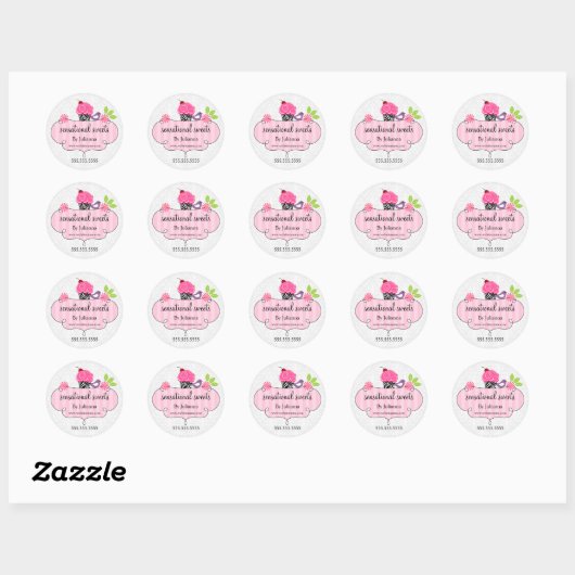 Whimsical Cupcake Bakery Packaging Ronde Sticker (Vel)