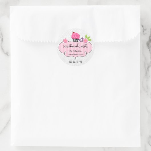 Whimsical Cupcake Bakery Packaging Ronde Sticker (Tas)