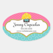 Whimsical Cupcake Bakery-zegels Ovale Sticker (Voorkant)