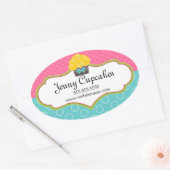 Whimsical Cupcake Bakery-zegels Ovale Sticker (Envelop)
