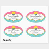 Whimsical Cupcake Bakery-zegels Ovale Sticker (Vel)