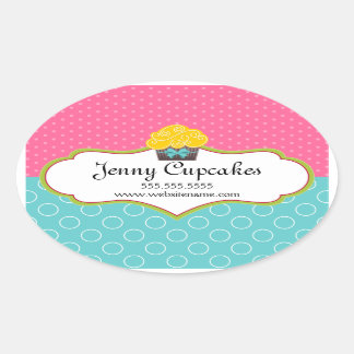Whimsical Cupcake Bakery-zegels Ovale Sticker