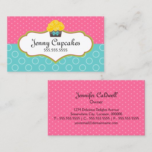 Whimsical Cupcake Baking Visitekaartje (Voorkant / Achterkant)