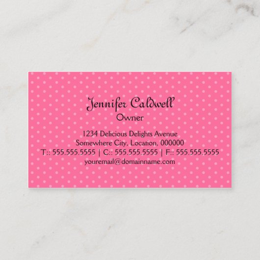 Whimsical Cupcake Baking Visitekaartje (Achterkant)