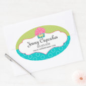 Whimsical Cupcake Bakkerij Box Seal Ovale Sticker (Envelop)