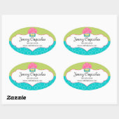 Whimsical Cupcake Bakkerij Box Seal Ovale Sticker (Vel)