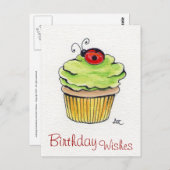 Whimsical Cupcake en Ladybug Briefkaarten (Voorkant / Achterkant)
