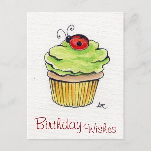 Whimsical Cupcake en Ladybug Briefkaarten (Voorkant)